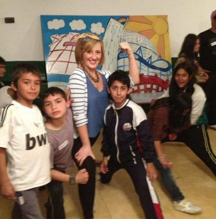Vicky working with young students in Bulgaria