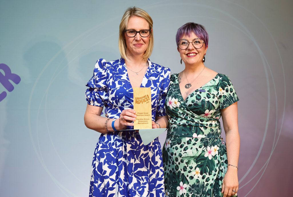 Caroline Brown accepts the Proper Good Business Award